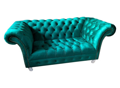 Chesterfield Luxury Sofa 2 Seater Fabric Couch Blue Sofas Green Couches