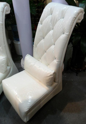 Luxury Armchair Chesterfield Faux Leather 1-Seater White Lounge Chair