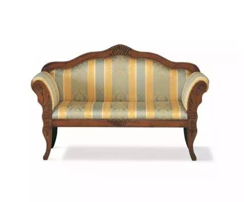 Classic two-seater bench luxury upholstery furniture wood frame noble