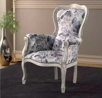 Classic armchair wingback chair upholstered furniture designer fabric living room