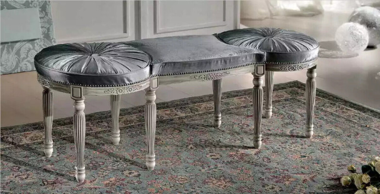 Classic Gray Bench Design Textile New Upholstery Fabric Seating Furniture