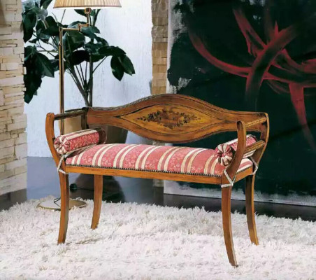 Elegant handcrafted bench with decorative backrest