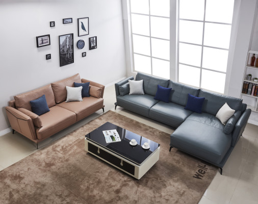 Designer sofa couch set, corner sofa with ottoman, upholstered living landscape