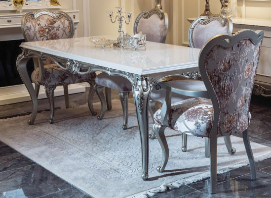 Dining Room Set 7 Pieces. Dining Table 4x Chairs Sideboard Mirror Group Ensemble White New