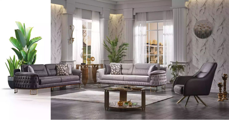 Brown Chesterfield Sofa Set 3+3+1 Seater Designer Sofas 3-piece Set