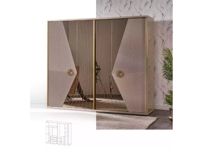 Beige wardrobe wooden cupboards bedroom furniture stainless steel cabinet