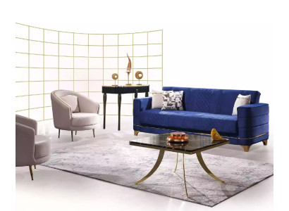 Blue upholstery set 3+1+1 seating sofa set armchair sofa suite 3-piece