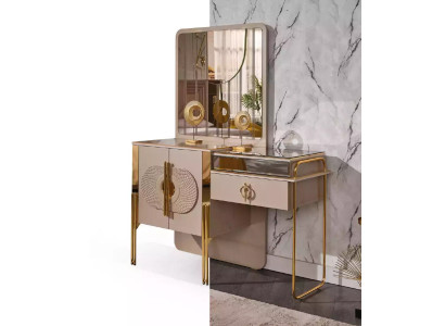 Beige dressing table wood console table bedroom furniture vanity table