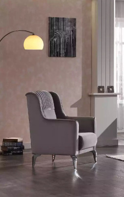 Gray armchair upholstered armchair lounge chair recliner relaxation chair seating furniture