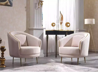 Modern armchair living room single-seater designer lounge color beige wood