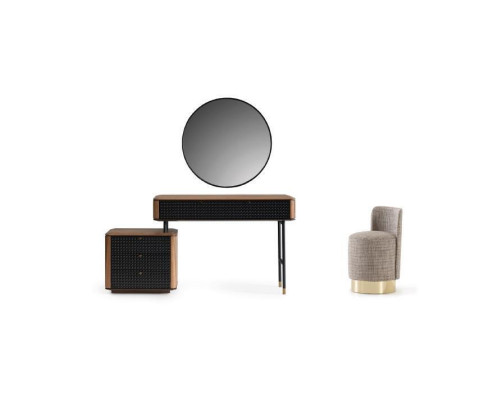 Bedroom Vanity Table Mirror Stool Complete Set New 3-piece brown