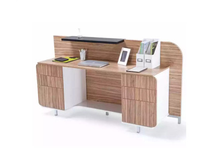 Modern reception desk luxury office wooden furniture brown reception stylish