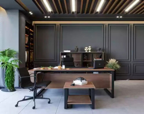 Designer brown desk luxury office furniture wood stylish furnishing