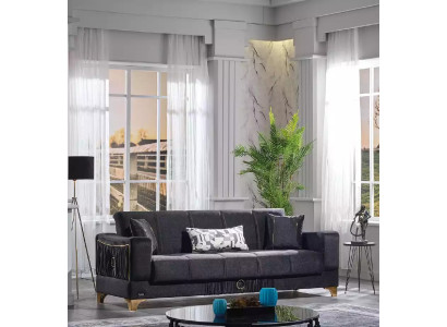 Black sofa, designer 3-seater, luxury couch, fabric sofa, relax furniture, sofas.