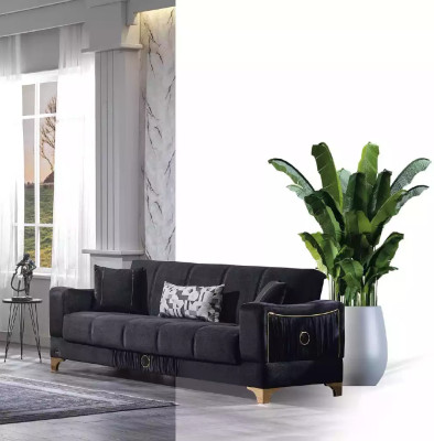 Black sofa, designer 3-seater, luxury couch, fabric sofa, relax furniture, sofas.