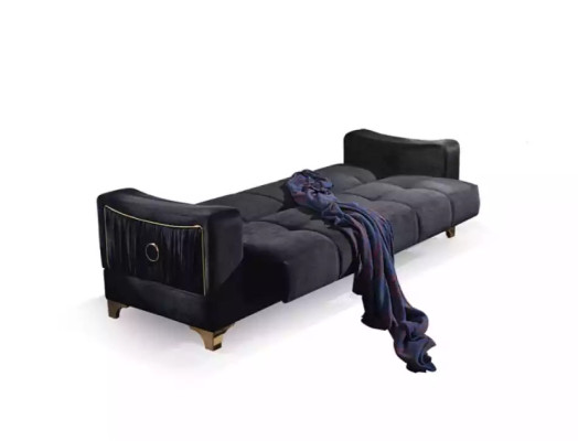 Black sofa, designer 3-seater, luxury couch, fabric sofa, relax furniture, sofas.