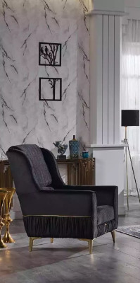 Black sofa set 3+3+1 seater couches fabric seating furniture armchair sofa