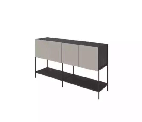Office bookshelf wood study shelf furniture gray wood metal