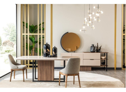 Dining room dining group complete dining table chairs 9-piece beige dining corner set