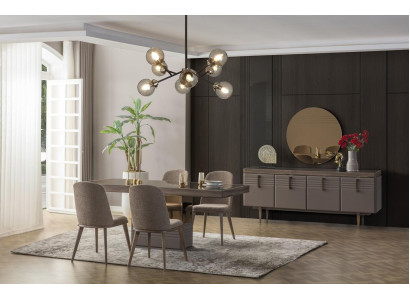 Dining group dining nook dining room dining table chairs gray wood set 9-piece modern