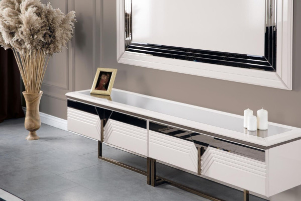 Wall unit TV stand wall panel RTV lowboard white wood sideboard modern