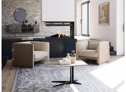 2x armchairs with coffee table living room complete furniture design décor set