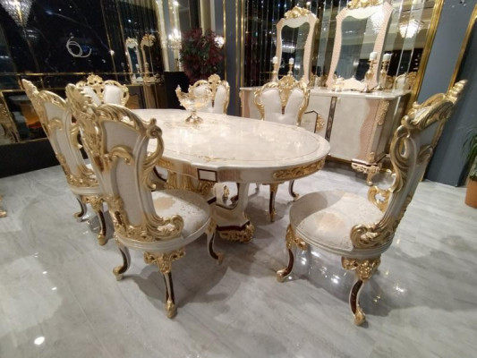 Dining Room Set Luxury Chair Set 6x Chairs Dining Set Upholstered Chairs Sideboard