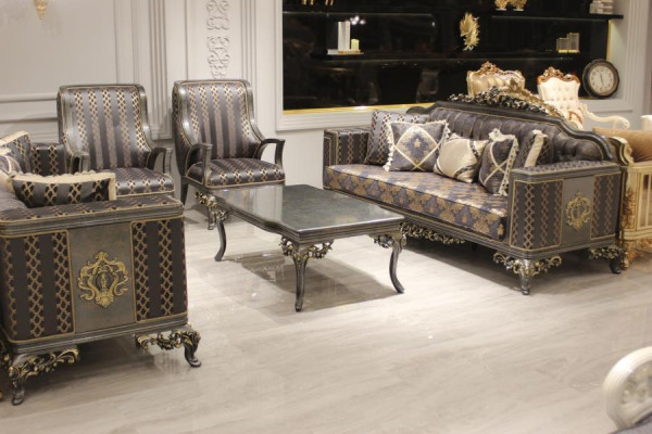 Luxury 3-Piece Living Room Set Sofa Suite Set 2x 3-Seater Sofa Relax Armchair