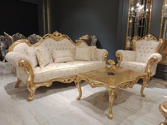 3+3+1 Seater Sofa Set Chesterfield Baroque Style 3-piece Sofa Set