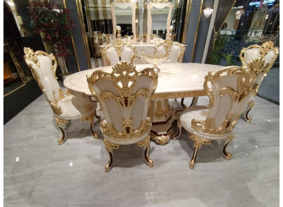 Dining room suite chair set 6x chairs luxury furniture group armchair seating suite