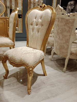 6x Chair Set Complete Art Deco Style Design Chesterfield Chairs Textile New
