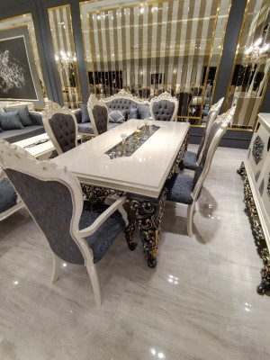 Luxurious design 4x chairs with a noble velvet cover, elegant chair design new