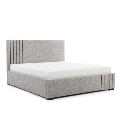 Light gray bedroom furniture designer textile bed 2x nightstands bench