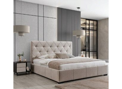 Luxurious upholstered bed high headboard bedroom furnishings