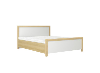 Bedroom wooden bed, white double bed, designer light wooden frame, new.