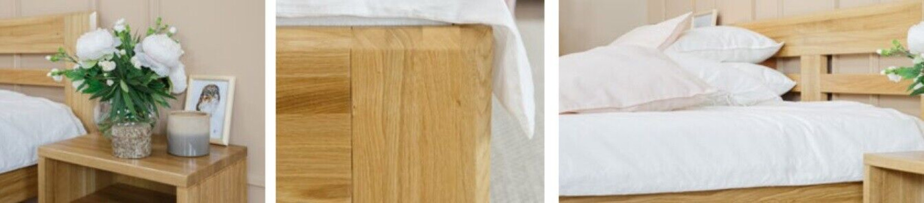 Bedroom furniture set bed solid wood nightstands 2x beds real wood 3-piece.