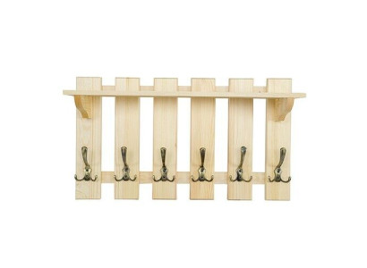 Wardrobe Panel 70x40 cm Wall Wardrobe Coat Rack Solid Pine 6 Hooks