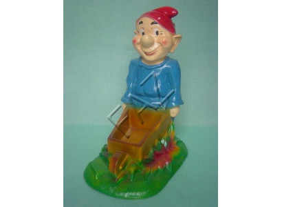 Dwarf with Wheelbarrow Figure Garden Statue Sculpture Figures Sculptures New 43 cm