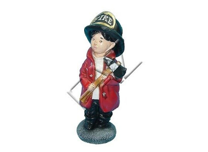 Firefighter USA Child Figure Garden Statue Sculpture Figures Sculptures Decoration
