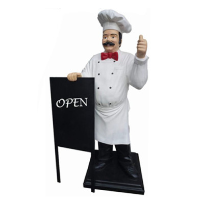 Advertising Sculpture Chef Menu Message Board Decoration Statue Restaurant New