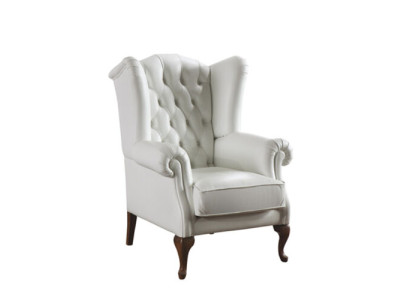 Wingback chair leather single-seater Chesterfield couch sofa upholstery furniture new