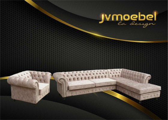 Sectional sofa couch upholstery Chesterfield design luxury furniture suite