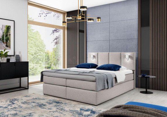 Bed box spring bed bedroom upholstery design double modern fabric 200x200