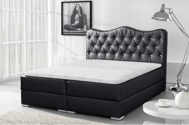 Double bed, bed, box spring bed with storage box, matrimonial bed, beds, upholstered bed, red, new