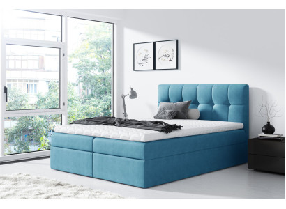Bed, double bed, box spring bed, modern double bed, blue bedroom beds, 160x200