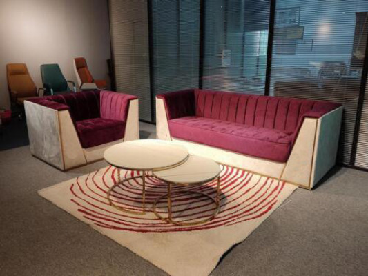 Medusa Sofa Set Couch Set Upholstered Furniture Red Beige 3+1