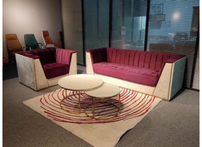 Medusa Sofa Set Couch Set Upholstered Furniture Red Beige 3+1