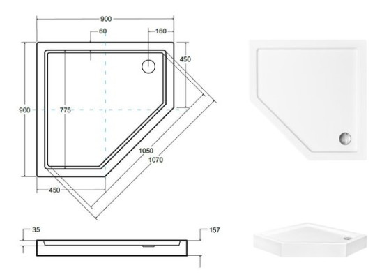 Shower shower tray waste set drain shower tray flat shower tray