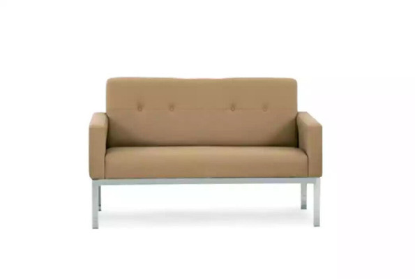 Beige two-seater office furniture upholstered sofa wooden frame textile furnishings