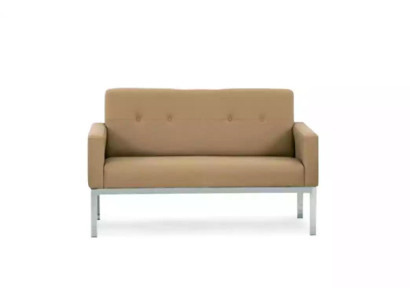 Beige two-seater office furniture upholstered sofa wooden frame textile furnishings